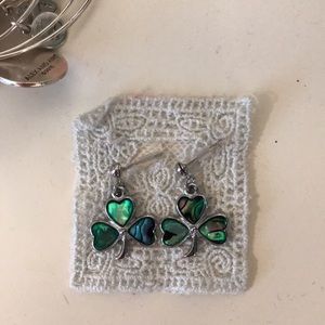 Saint Patricks day clover dangly earrings